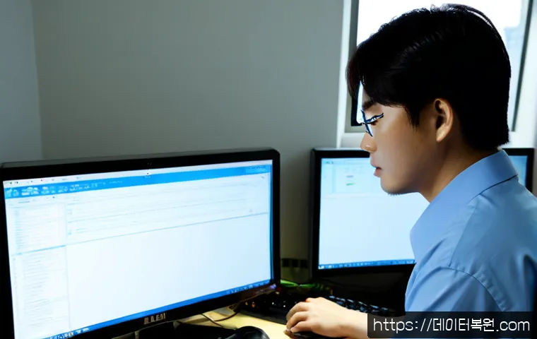 화전동 STATUS_KERNEL_MODULE_FAILURE - Photorealistic IT technician at a dual-monitor workstation in a compact Hwajeon-dong office, diagnos...