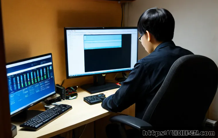 행신동 STATUS_KERNEL_BOOT_FAILURE - Photorealistic IT technician at a compact home-office workstation in Haengsin-dong, carefully troubl...