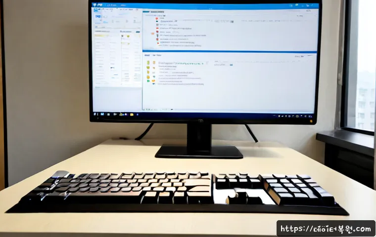 행주동 INVALID_KERNEL_HANDLE - Photorealistic remote-support workstation in a quiet Hangju-dong apartment office, dual monitors sho...