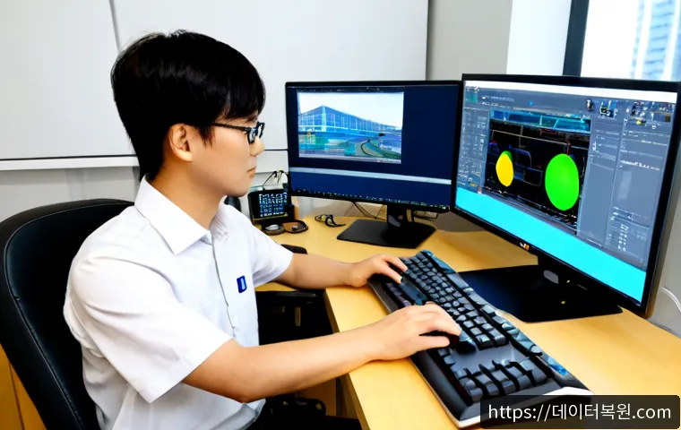 연지동 STATUS_CONTROL_C_EXIT - Photorealistic remote-support workstation in a compact Yeonji-dong office, technician pausing a 3D C...