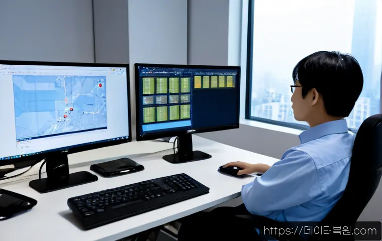 수서동 STATUS_EXECUTION_TIMEOUT - Photorealistic remote-support workstation in a modern Suseo-dong office, focused IT specialist watch...