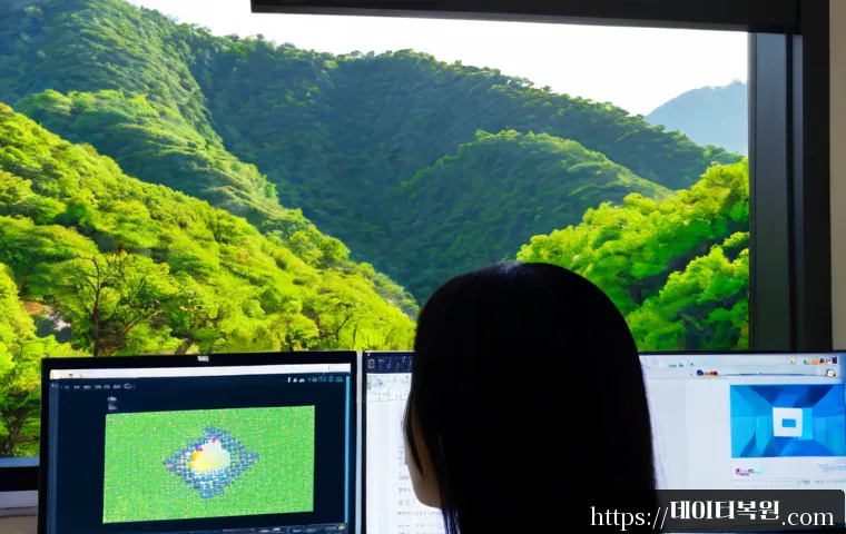 연희동 STATUS_IMAGE_CORRUPTION - Photorealistic remote-support workspace in Yeonhui-dong, Seoul, with a desktop monitor showing abstr...