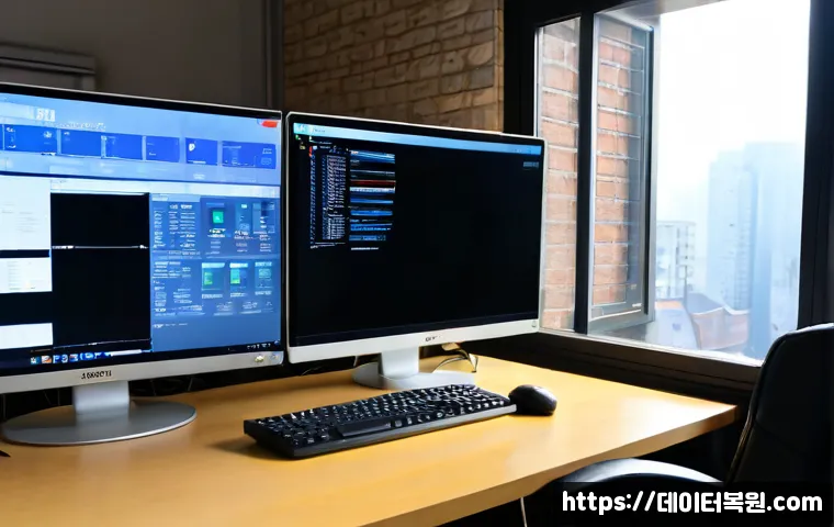 회현동 all boot options are tried - Photorealistic remote IT support workstation in a compact Hoehyeon-dong office, desktop tower open b...