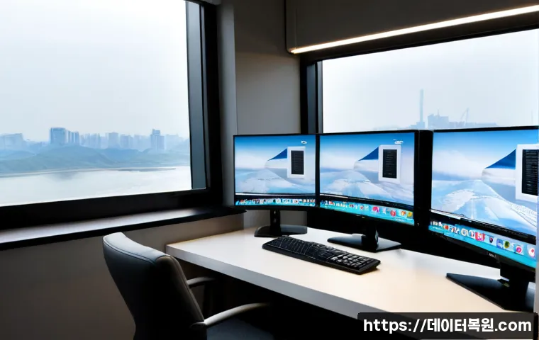 서빙고동 SESSION3_INITIALIZATION_FAILED - Photorealistic IT support workspace in a modern Seoul apartment near the Han River, frustrated engin...