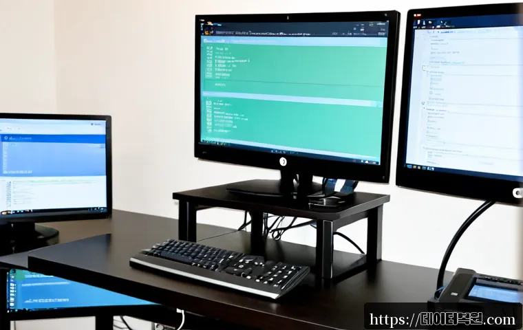 신대방 부트캠프설치 - Photorealistic remote-support workstation in a compact Sindaebang apartment office, dual monitors sh...