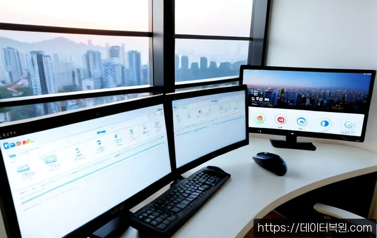 신내동 STATUS_FLOAT_OVERFLOW - Photorealistic remote-support workstation in a modern apartment near Sinnae-dong, dual monitors show...