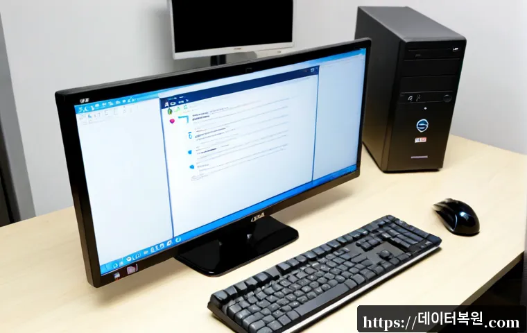 강일동 INACCESSIBLE_BOOT_DEVICE - Photorealistic IT support workstation in a modern Gangil-dong apartment office, desktop monitor show...