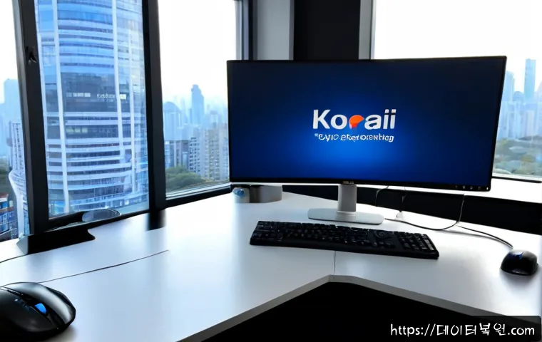 중계동 DRIVER_POWER_STATE_FAILURE - Photorealistic IT support workstation in a modern apartment office, dual monitors showing a blank bl...
