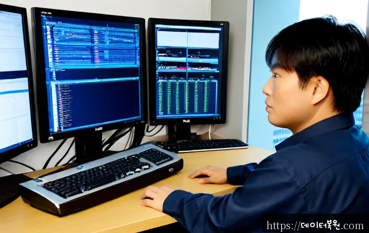 홍제동 ftp서버출장방문수리점 - Photorealistic remote-support workstation in a compact Hongje-dong computer repair office, technicia...