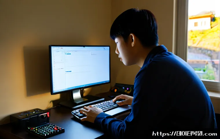 청림동 STATUS_KERNEL_UNSUPPORTED_DEVICE - Photorealistic remote-support workstation in a compact hillside apartment office, desktop monitor sh...
