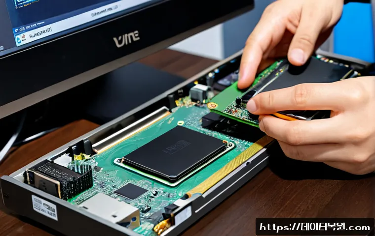 탄벌동 SSD조립 및 교체수리 - Photorealistic PC repair workstation in a compact Tanbeol-dong apartment office, technician installi...