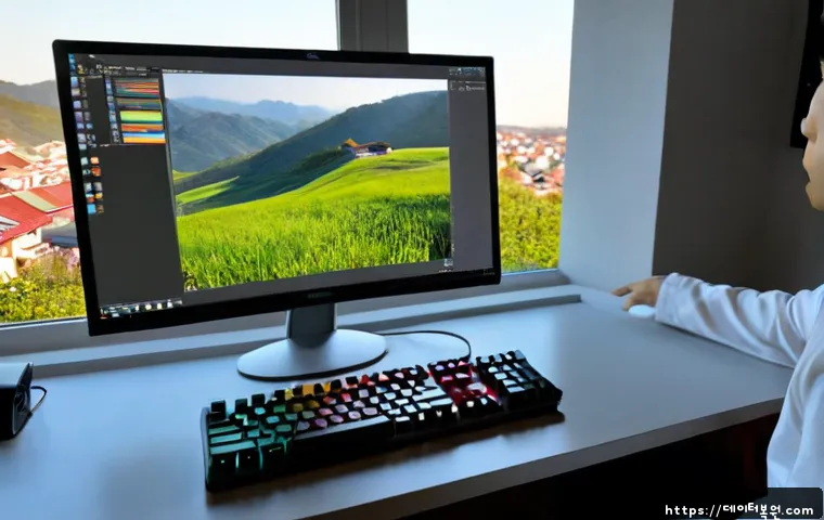 옥인동 STATUS_INVALID_PARAMETER - Photorealistic remote-support workstation in a quiet hillside neighborhood apartment, dual monitors ...