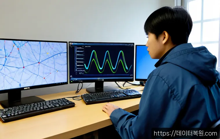 사리현동 STATUS_KERNEL_CONNECTION_TIMEOUT - Photorealistic IT support workstation in a quiet suburban Korean office near low-rise warehouses, du...