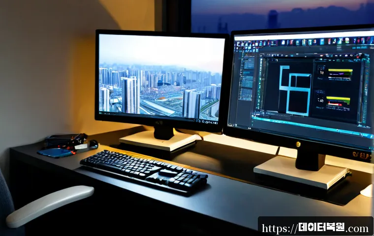 행신동 STATUS_DRIVER_ENTRYPOINT_NOT_FOUND - Photorealistic IT support workstation in a modern Haengsin-dong apartment, dual monitors showing a c...