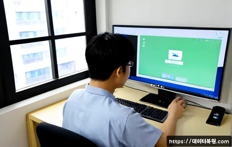 자양동 윈도우8 windows8 재설치 포맷 초기화 - Photorealistic IT support workstation in a compact Jayang-dong apartment, technician reinstalling a ...