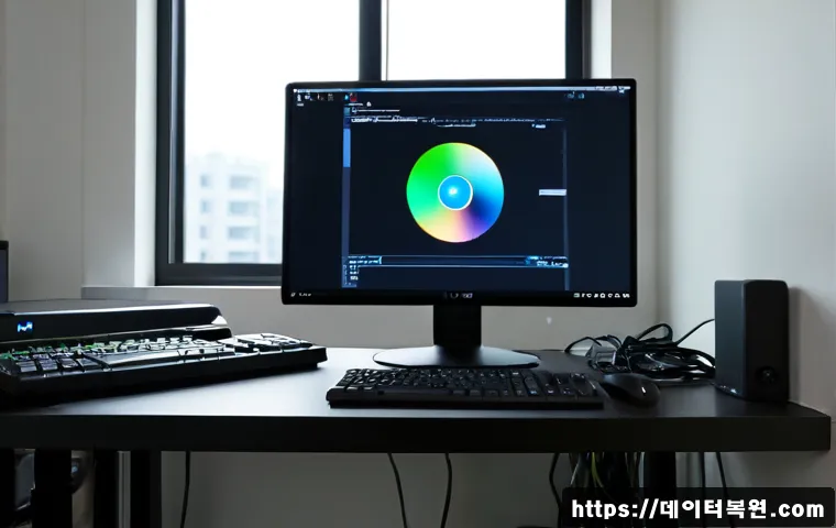 연희동 STATUS_DISK_CORRUPTION - Photorealistic remote-support workstation in a quiet Yeonhui-dong apartment studio, desktop monitor ...