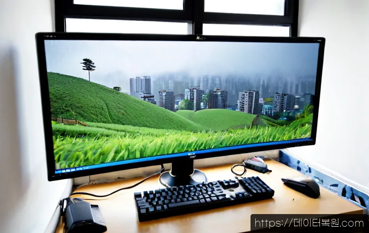 도원동 DPC_WATCHDOG_VIOLATION - Photorealistic PC repair workstation in a compact hillside apartment studio, dual monitors showing a...