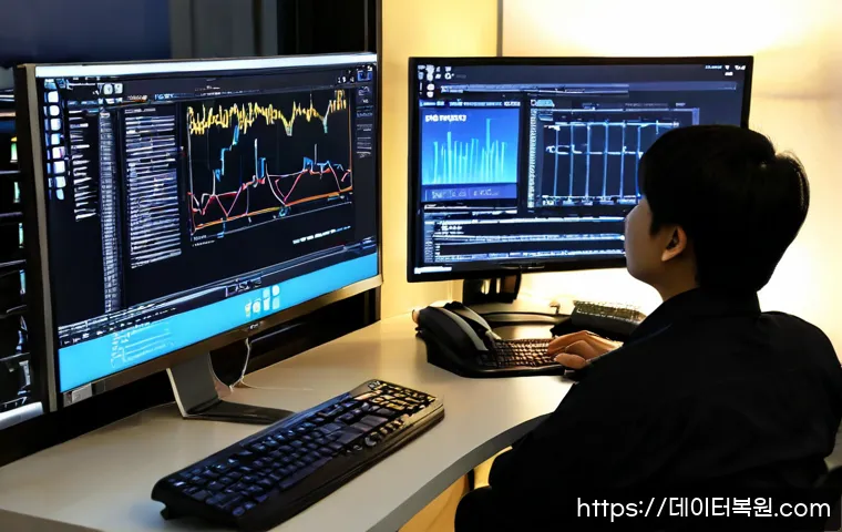 삼송동 STATUS_KERNEL_EXECUTION_ERROR - Photorealistic IT support workstation in a modern Samsong-dong apartment office, ultrawide monitor s...