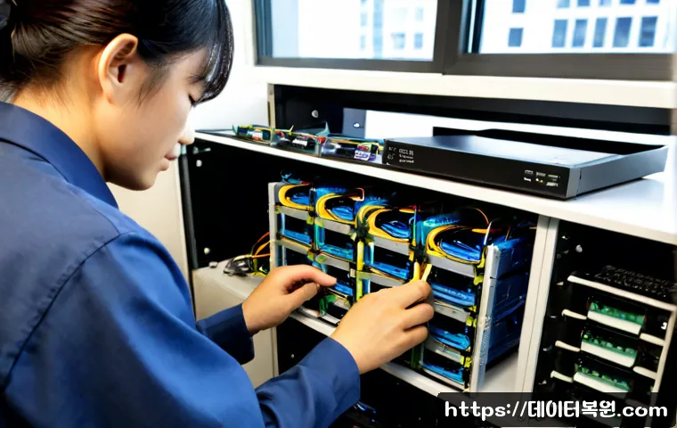 청량리동 나스 nas 설정및수리 - Photorealistic NAS repair workstation in a compact Cheongnyangni-dong apartment office, technician r...
