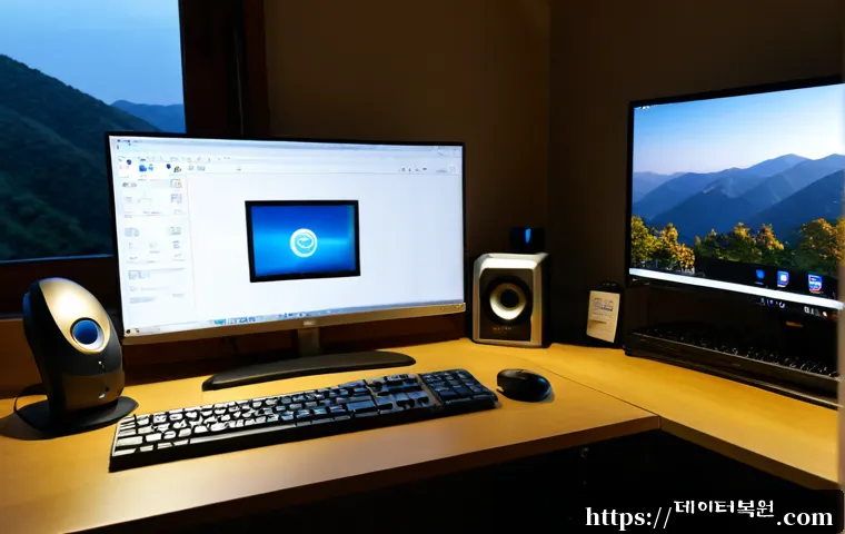 상도동 STATUS_KERNEL_PERMISSION_DENIED - Photorealistic remote-support workstation in a compact Sangdo-dong apartment office, desktop monitor...