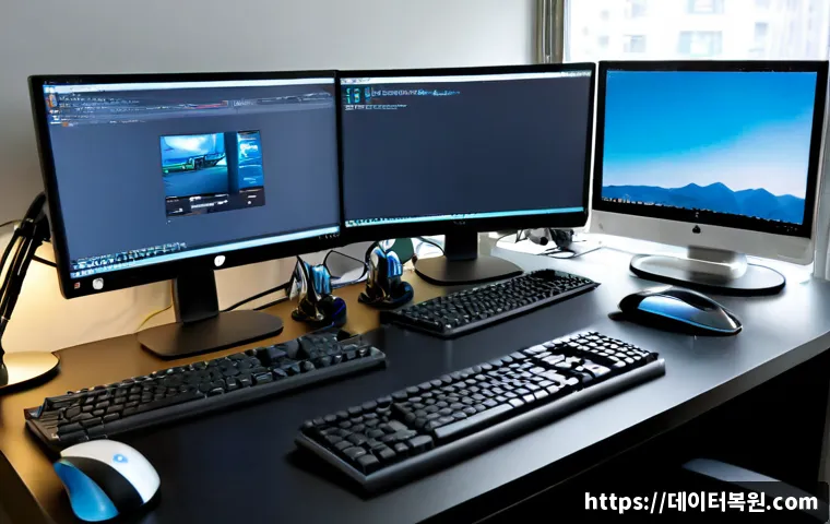 아현동 STATUS_FLOAT_INVALID_OPERATION - Photorealistic software support workstation in a compact Ahyeon-dong apartment office, dual monitors...