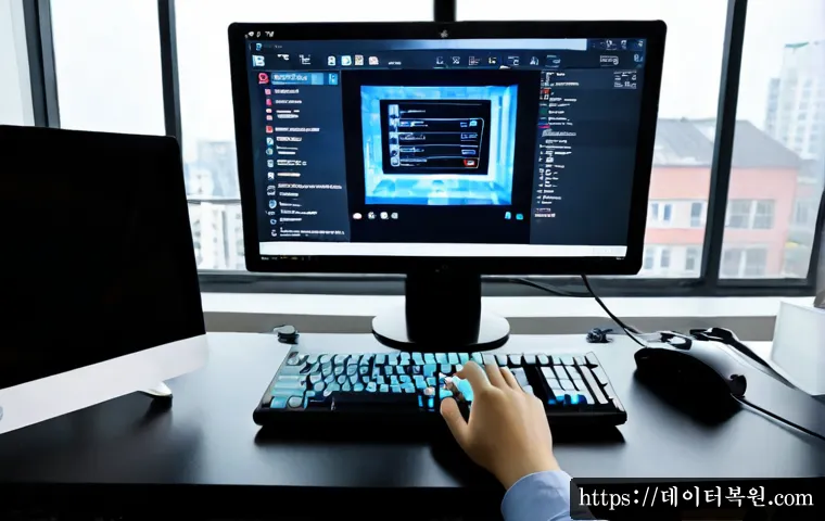 오금동 Press Ctrl Alt Del to restart - Photorealistic remote IT support scene in a compact Ogeum-dong apartment office, desktop monitor fro...