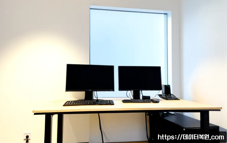 덕이동 모니터화면 안나옴 - Photorealistic remote-support workstation in a modern Deogi-dong apartment office, dual-monitor setu...