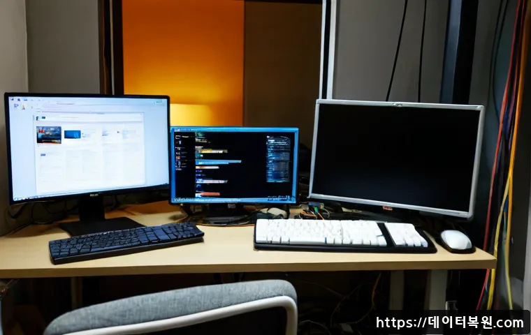 화양동 bootdevice - Photorealistic computer repair workstation in Hwayang-dong, a technician connecting a bootable USB d...