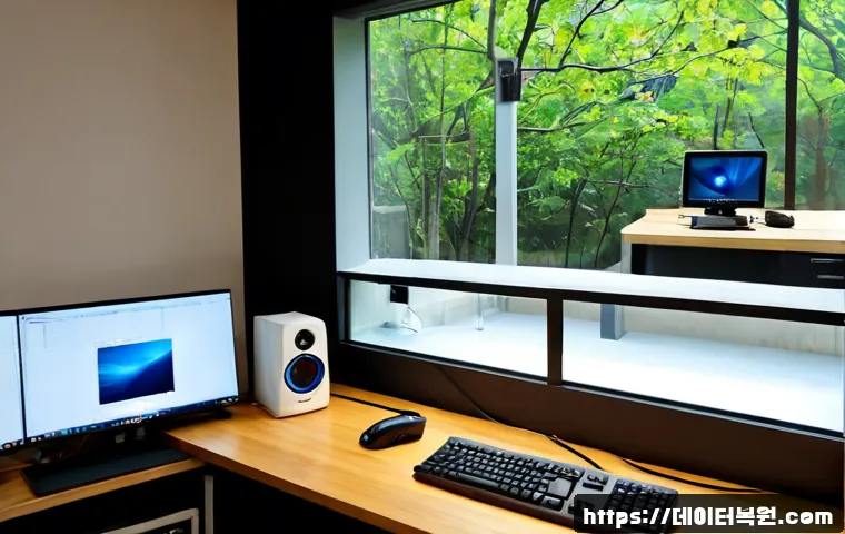 연남동 STATUS_IO_TIMEOUT - Photorealistic remote-support workstation in a compact Yeonnam neighborhood studio, desktop monitor ...