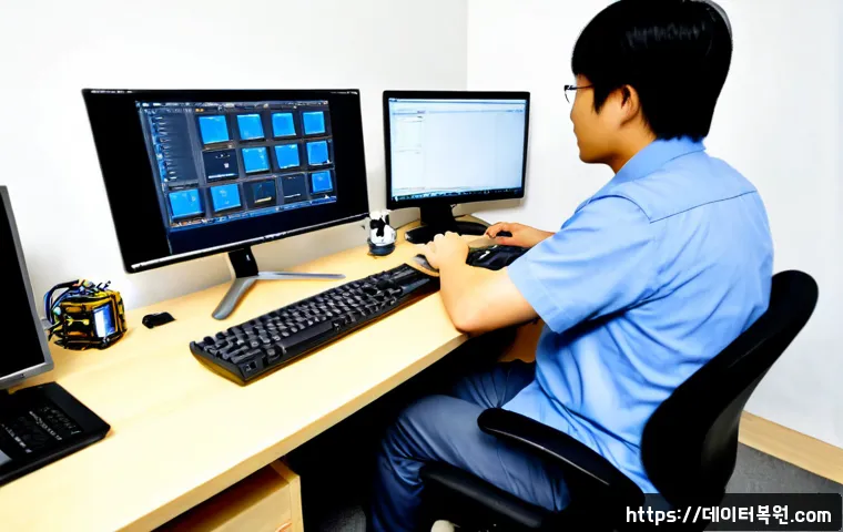 염창동 오버클럭 뚜따 - Photorealistic remote overclocking workstation in a compact Yeomchang-dong apartment office, technic...