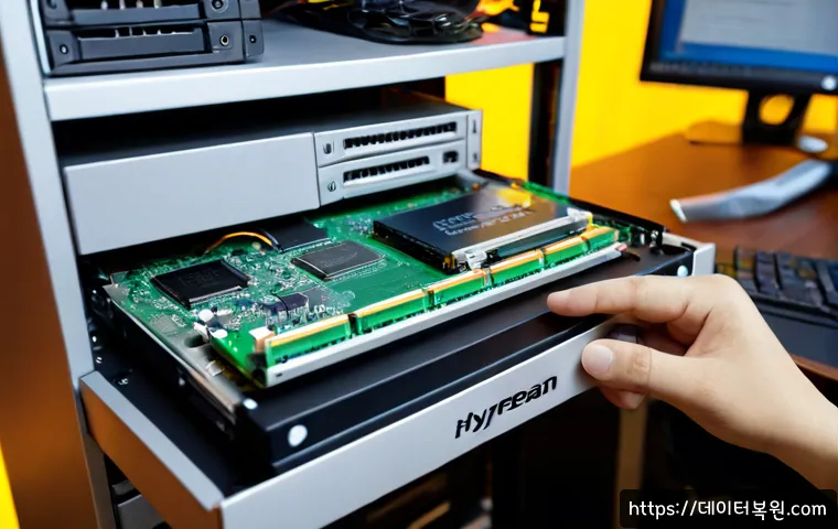 사간동 하드조립 및 교체수리 - Photorealistic computer repair workstation in a compact traditional-art-district office, technician ...