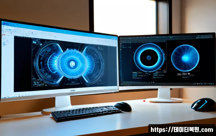 풍동 STATUS_KERNEL_HEAP_CORRUPTION - Photorealistic product engineering workstation in a quiet Pungdong office, dual monitors showing abs...