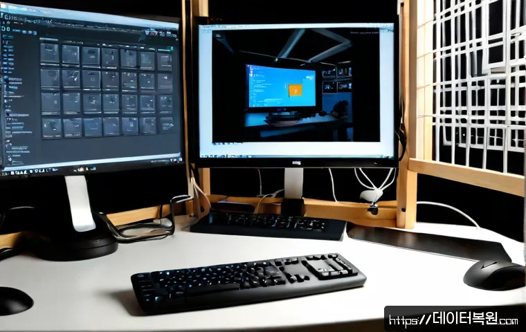 계동 STATUS_INVALID_OBJECT - Photorealistic remote-support workstation in a quiet Gye-dong studio, desktop monitor showing a clea...