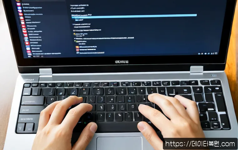구기동 press f4 key - Photorealistic remote-support workstation in a quiet hillside neighborhood home office, close-up of ...