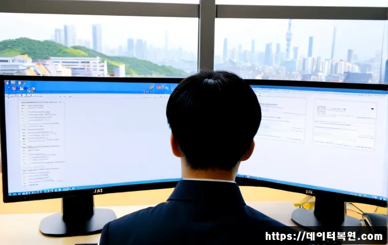 무교동 STATUS_FILE_INVALID - Photorealistic IT support workstation in Mugyo-dong, Seoul, a remote technician examining a desktop ...