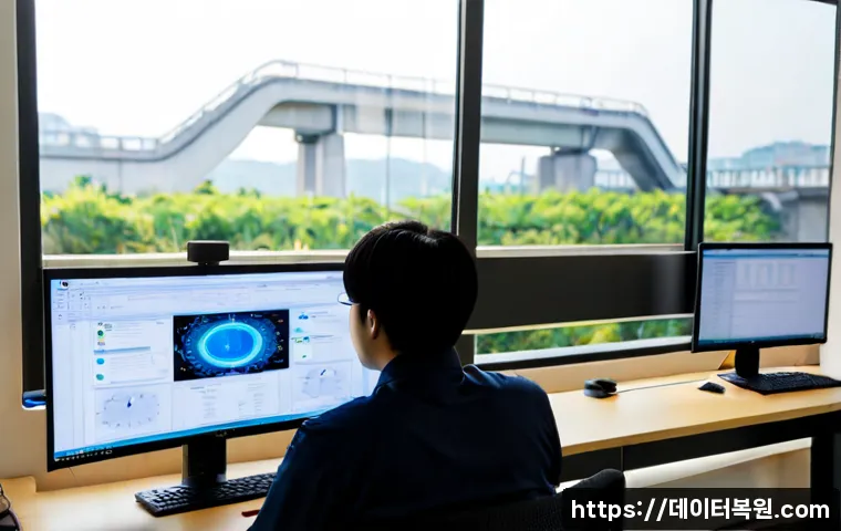 청량리동 STATUS_KERNEL_HANDLE_INVALID - Photorealistic IT support workstation in a compact Cheongnyangni-dong apartment office, dual monitor...
