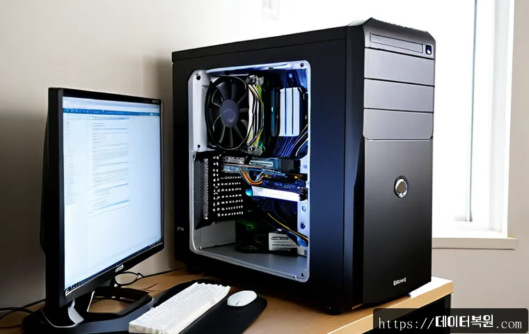 강매동 쿨러조립 및 교체수리 - Photorealistic computer repair workstation in a quiet Gwangmae-dong apartment office, technician car...