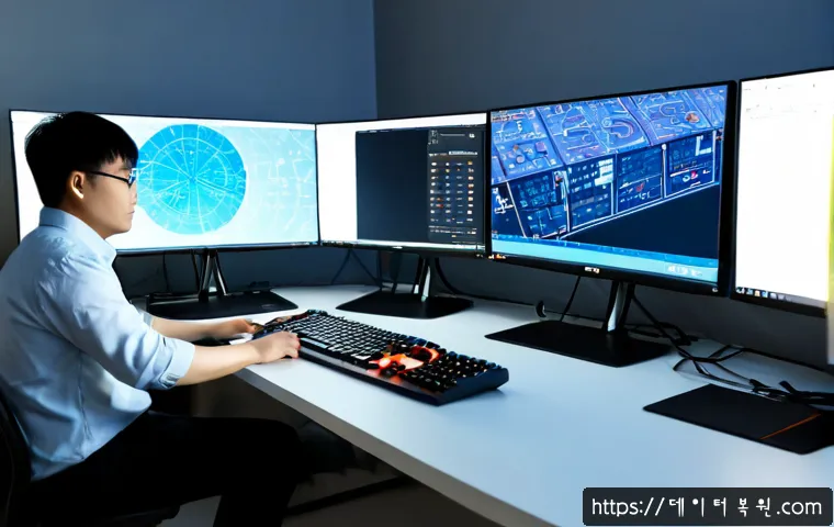 합동 STATUS_FLOAT_INEXACT_RESULT - Photorealistic software support workstation, engineer reviewing a complex CAD assembly on dual monit...