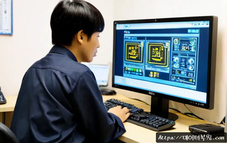 관악구 악성코드 바이러스 - Photorealistic IT support workstation in a compact Gwanak-gu apartment office, technician examining ...