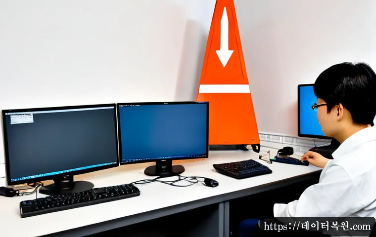 대덕동 SYSTEM_LICENSE_VIOLATION - Photorealistic remote-support workstation in a Daedeok-dong engineering office, dual monitors showin...