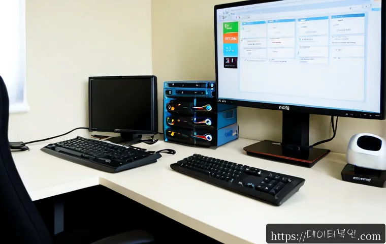 정발산동 윈도우8 windows8 재설치 포맷  초기화 - Photorealistic remote-support workstation in a quiet Jangbal-dong apartment office, desktop monitor ...